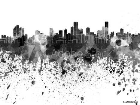 Picture of Bogota skyline in black watercolor on white background